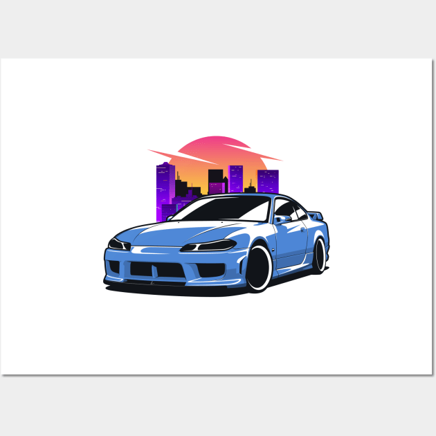 Blue Silvia S15 City Wall Art by KaroCars